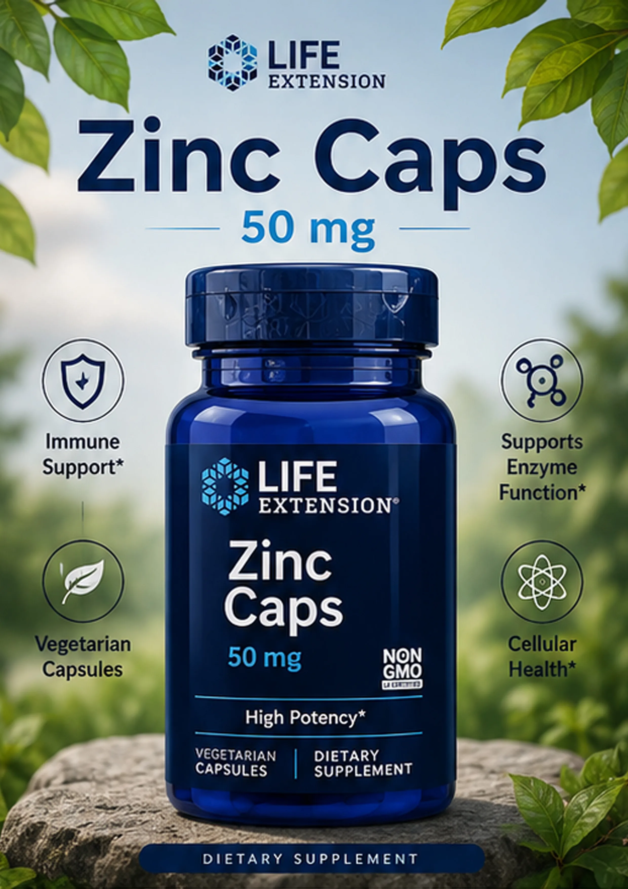 Life Extension Zinc Caps — immunitet uchun yuqori sifatli rux
