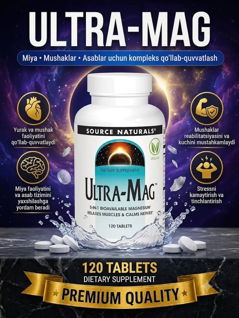 Source Naturals Ultra-Mag — kuchaytirilgan magniy kompleksi