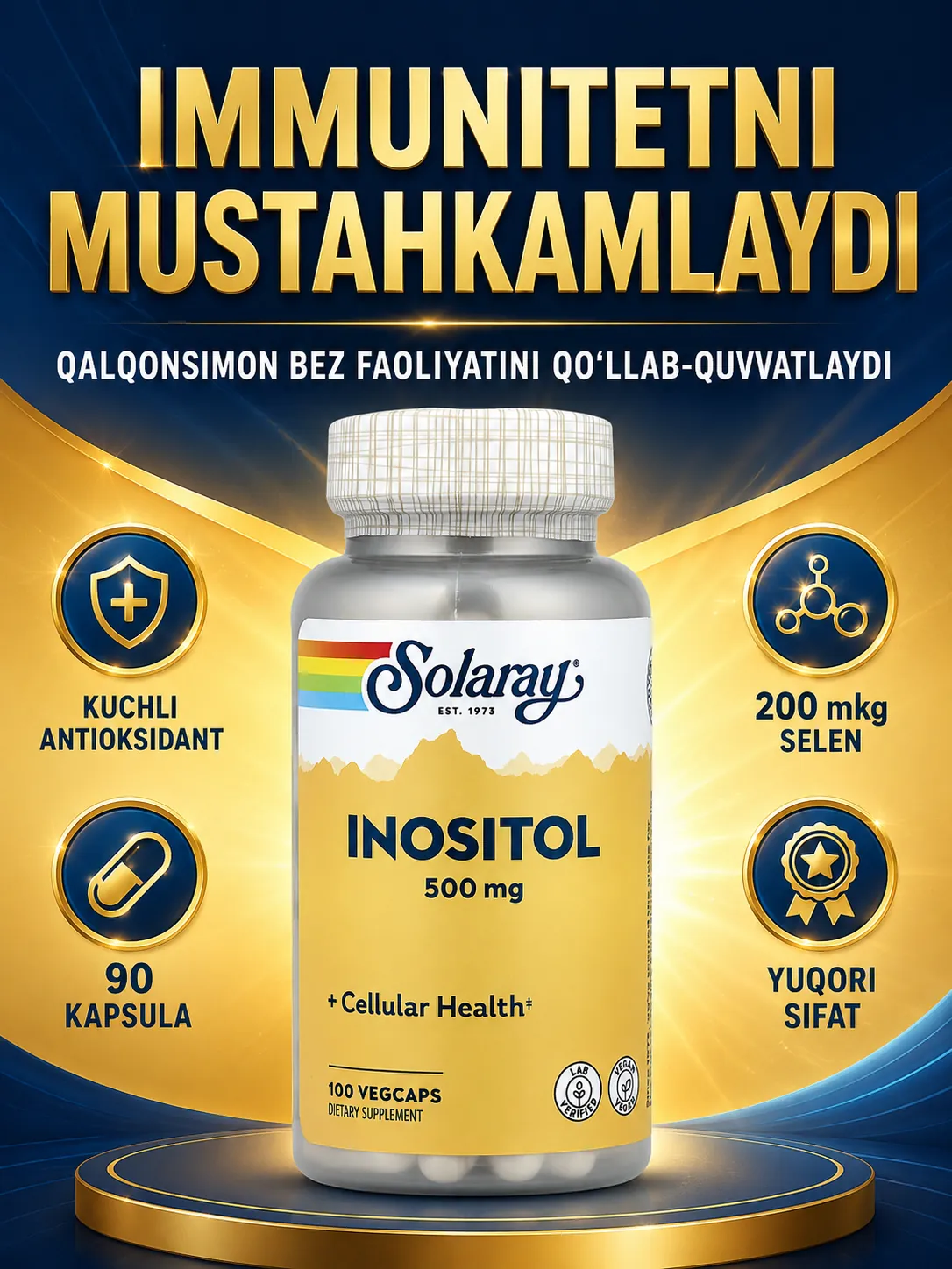 Solaray Inositol — asab tizimi va kayfiyat uchun